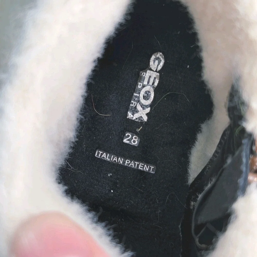 Geox Kids Suede Shearling Lined Ankle Boots Size 28 Side Zip Winter Brown‎